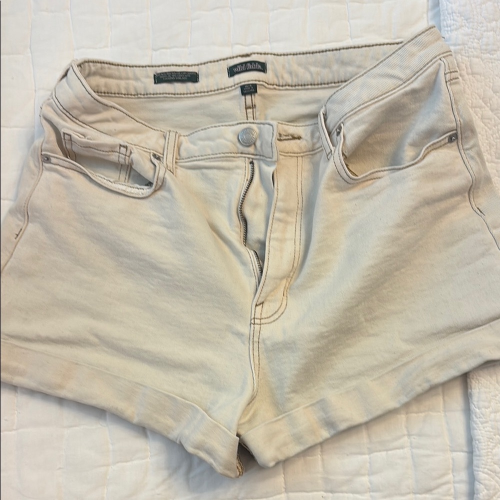 Women's Cream Denim Shorts